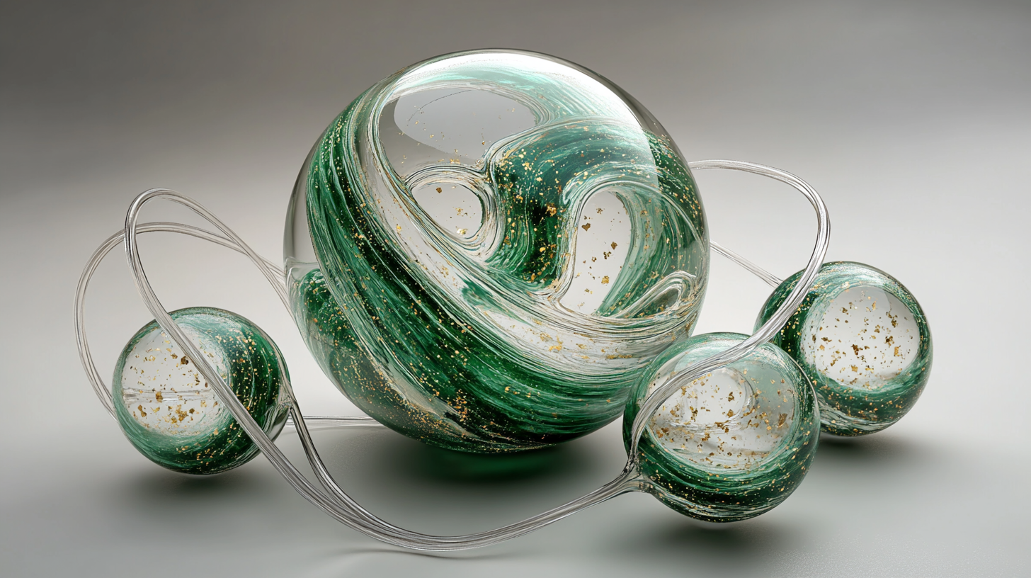 Connected glass spheres representing continuously improving AI agents