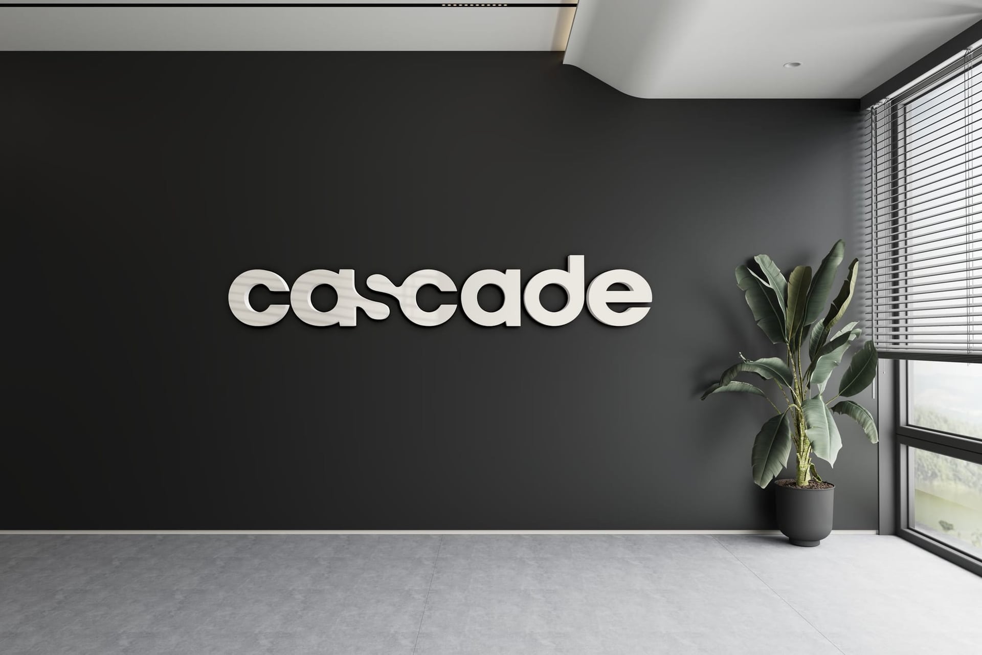 The Cascade wordmark on an office wall