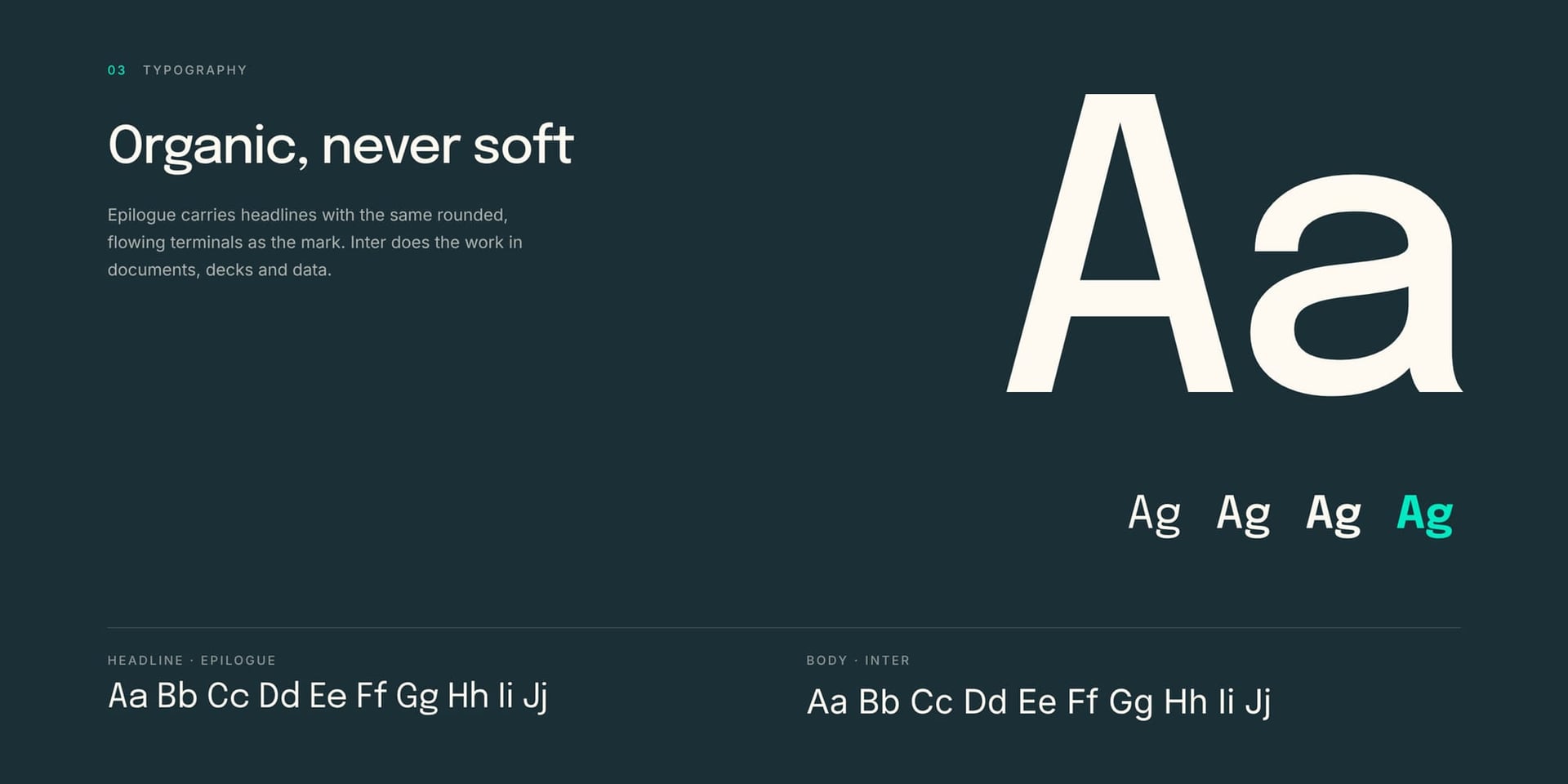 Epilogue and Inter type specimen