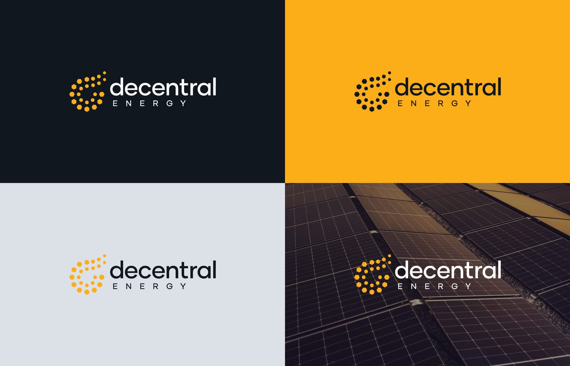Logo versions on Deep Blue, white and Sun Orange