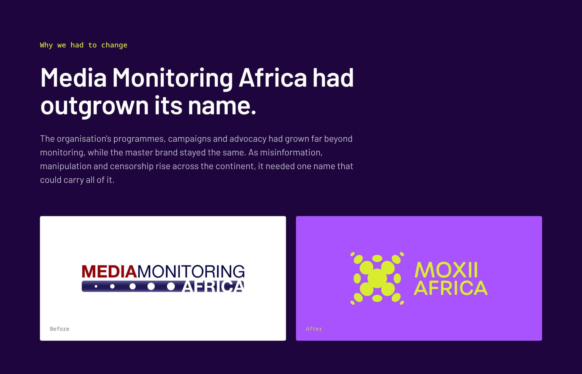 Before and after: Media Monitoring Africa to Moxii Africa