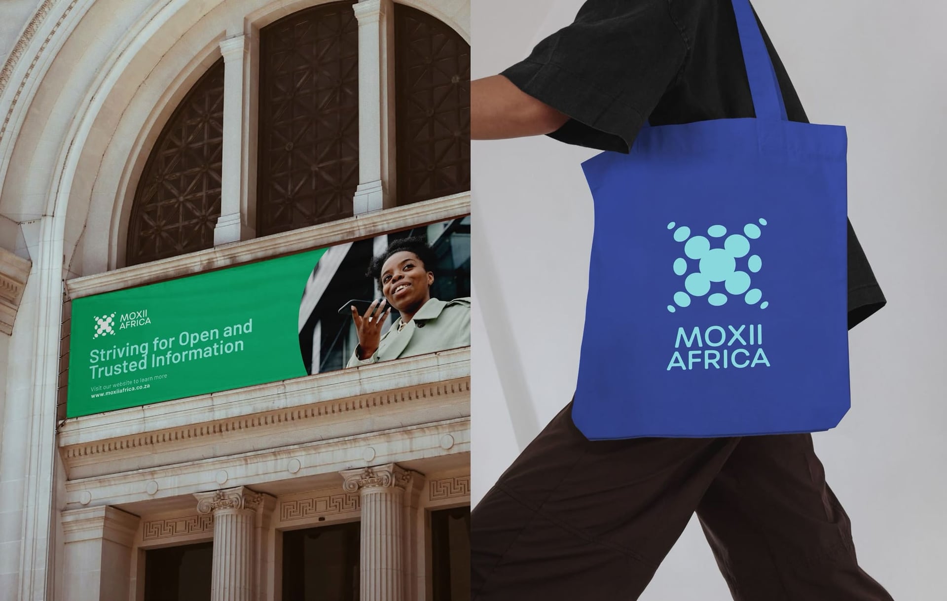 Building banner and tote bag