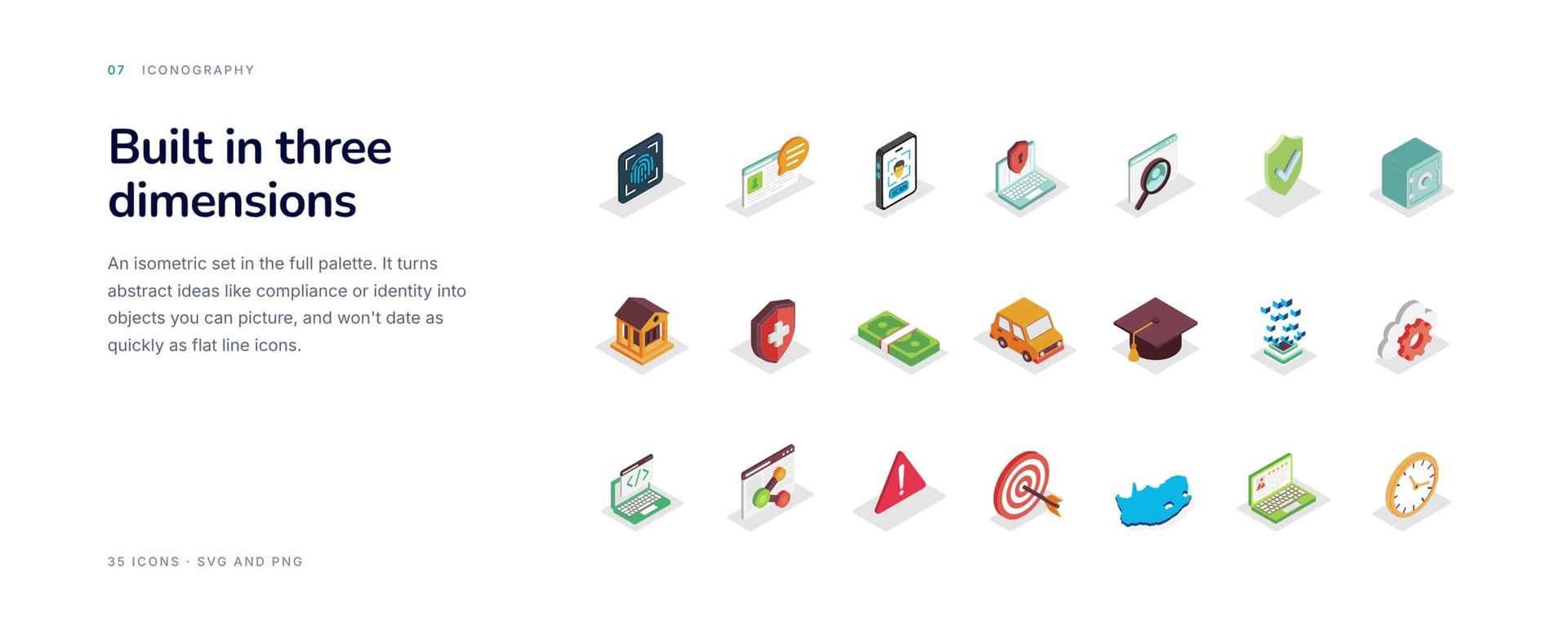 Isometric icon set in the full palette