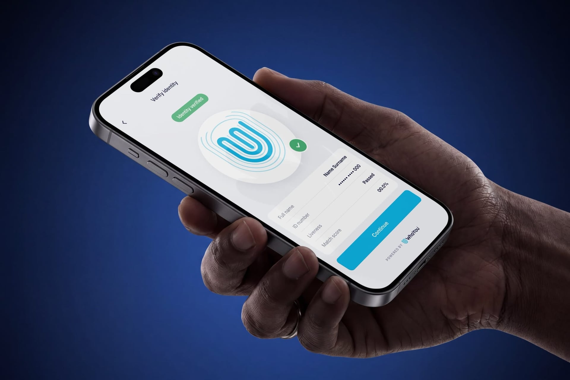 WhoYou verification flow on a phone