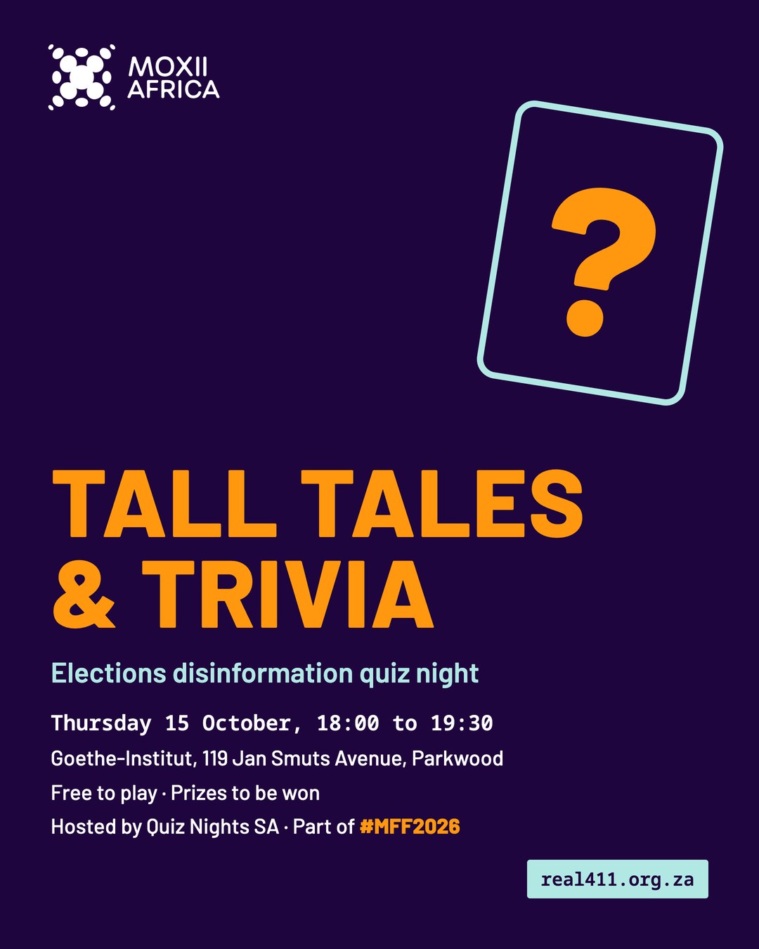 Tall Tales and Trivia, an elections disinformation quiz night at the Media Freedom Festival